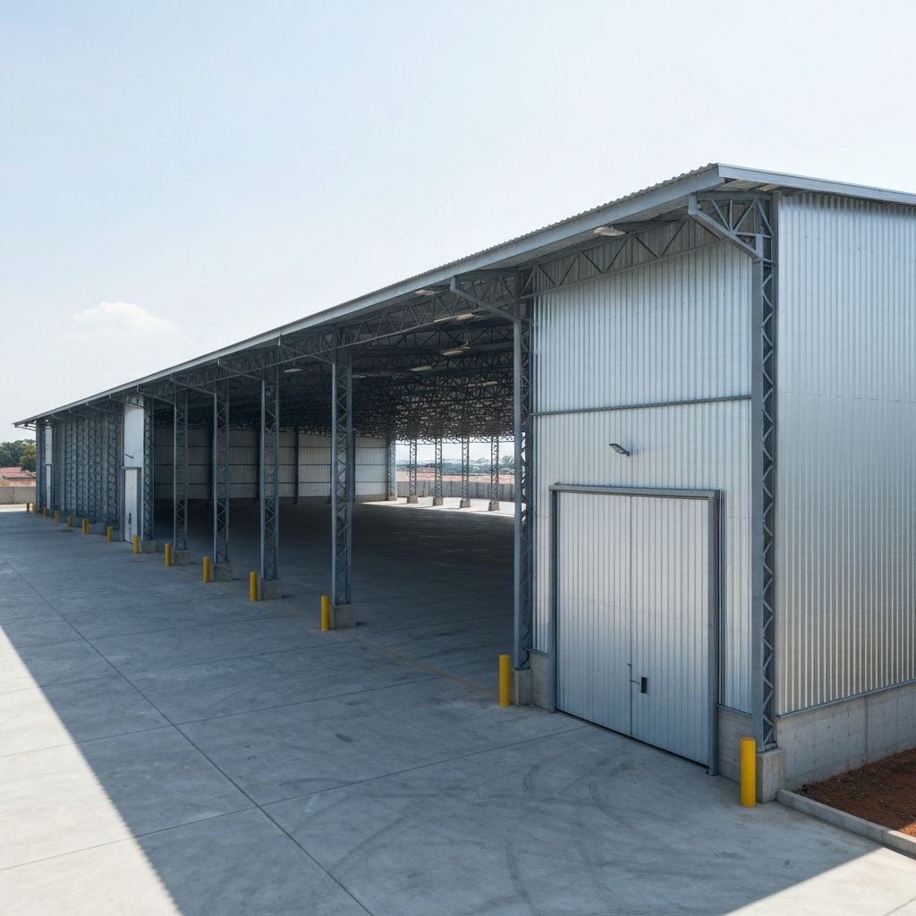 Galpão industrial médio com estrutura metálica moderna